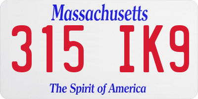 MA license plate 315IK9