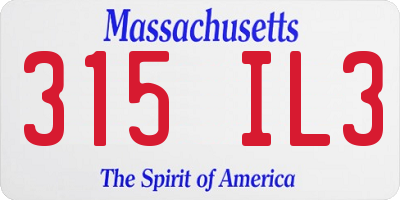 MA license plate 315IL3