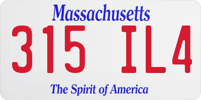 MA license plate 315IL4