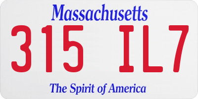 MA license plate 315IL7
