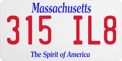 MA license plate 315IL8