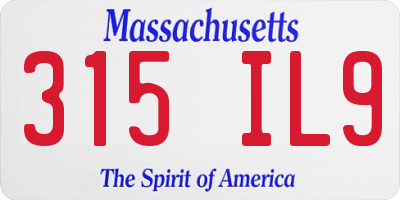 MA license plate 315IL9