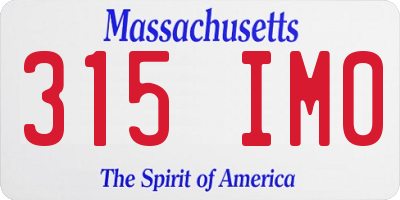 MA license plate 315IM0