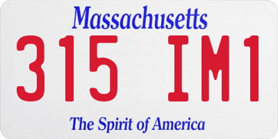 MA license plate 315IM1