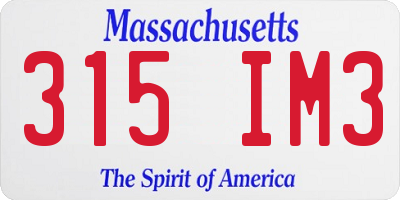 MA license plate 315IM3