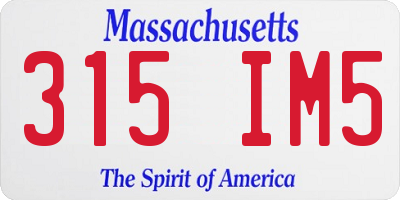 MA license plate 315IM5