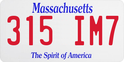 MA license plate 315IM7