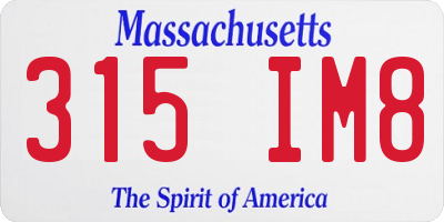 MA license plate 315IM8