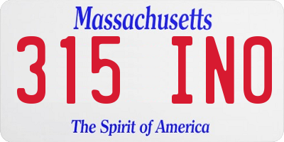 MA license plate 315IN0