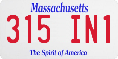 MA license plate 315IN1