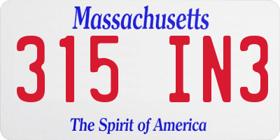 MA license plate 315IN3