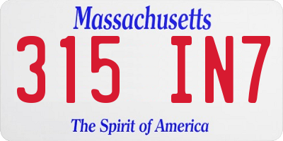 MA license plate 315IN7