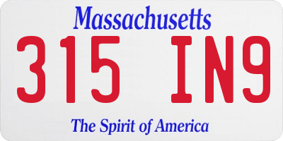 MA license plate 315IN9
