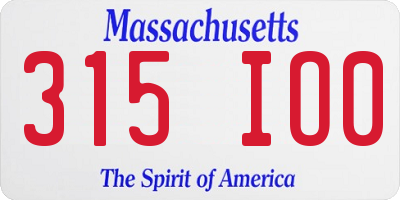 MA license plate 315IO0