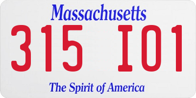 MA license plate 315IO1
