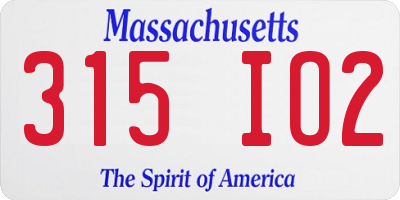 MA license plate 315IO2