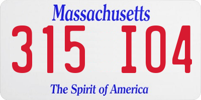 MA license plate 315IO4