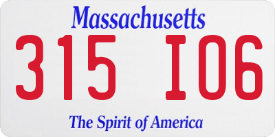 MA license plate 315IO6
