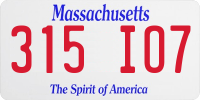 MA license plate 315IO7