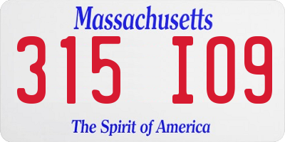 MA license plate 315IO9
