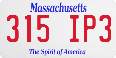 MA license plate 315IP3