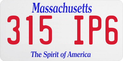MA license plate 315IP6
