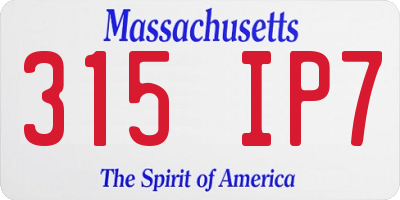MA license plate 315IP7