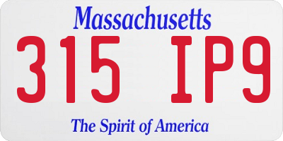 MA license plate 315IP9
