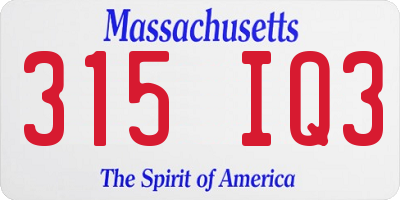 MA license plate 315IQ3