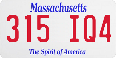 MA license plate 315IQ4