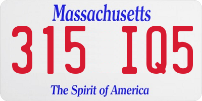 MA license plate 315IQ5