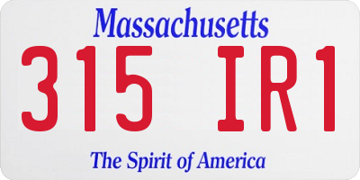 MA license plate 315IR1