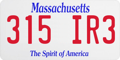 MA license plate 315IR3