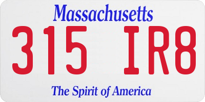 MA license plate 315IR8