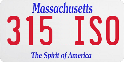 MA license plate 315IS0