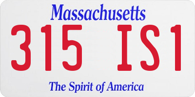MA license plate 315IS1