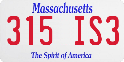 MA license plate 315IS3