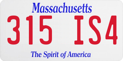 MA license plate 315IS4