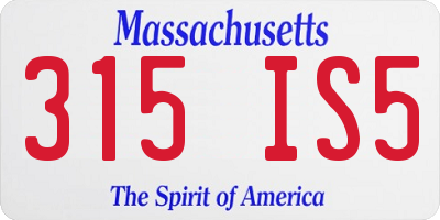 MA license plate 315IS5