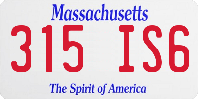 MA license plate 315IS6