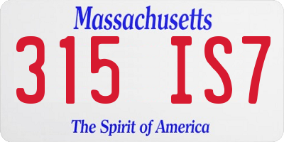 MA license plate 315IS7