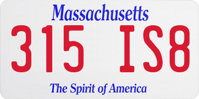 MA license plate 315IS8
