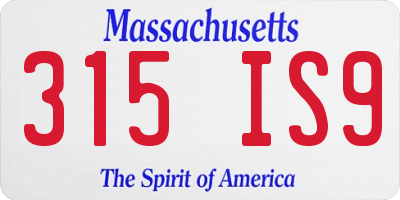 MA license plate 315IS9