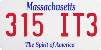 MA license plate 315IT3