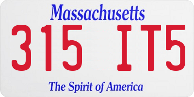 MA license plate 315IT5