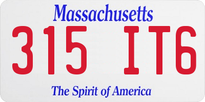 MA license plate 315IT6