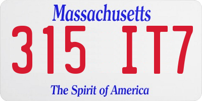 MA license plate 315IT7