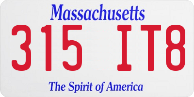 MA license plate 315IT8