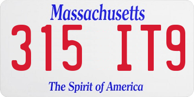 MA license plate 315IT9