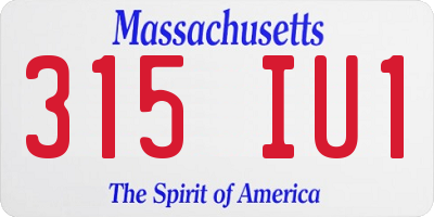 MA license plate 315IU1